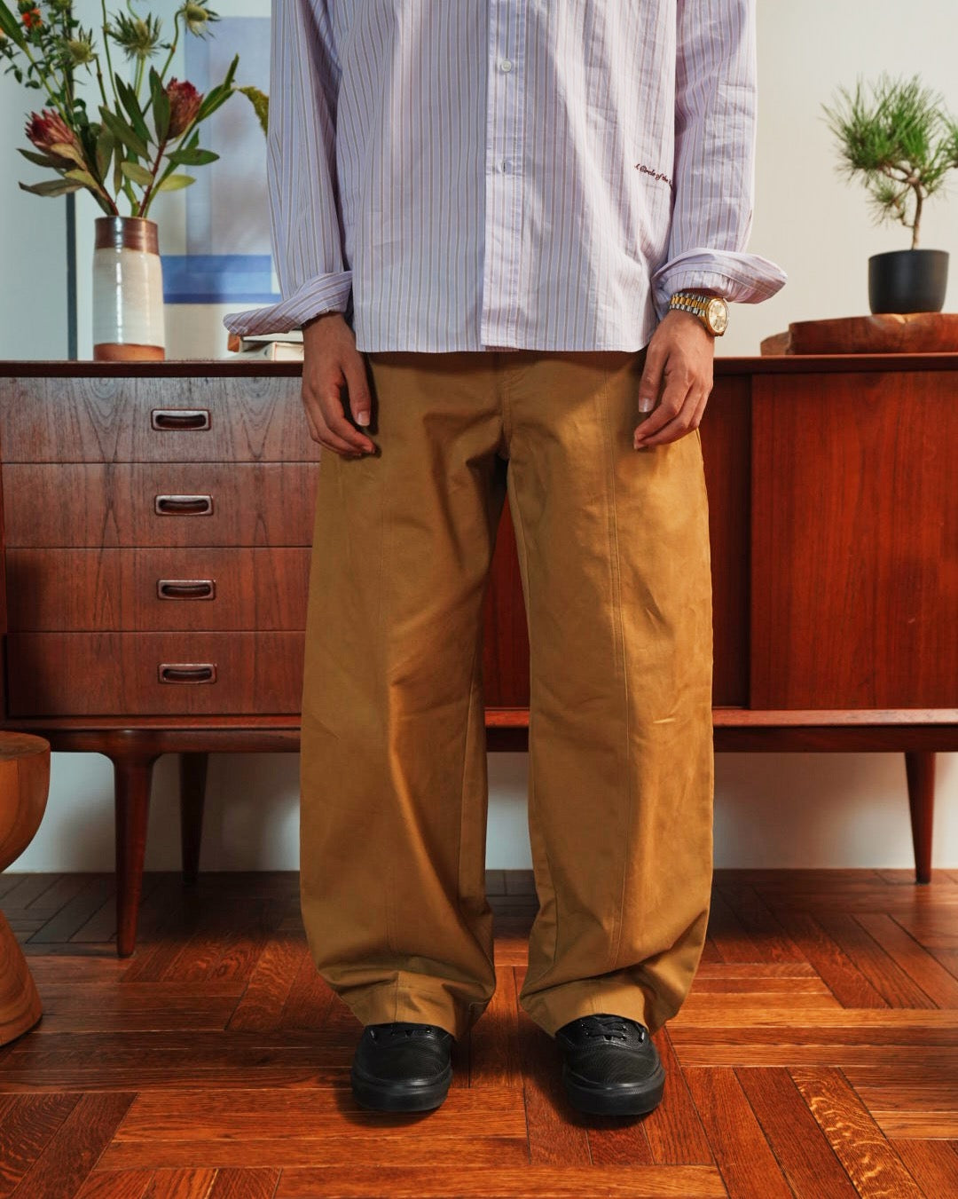 High Count Twill Chino Wide Trousers
