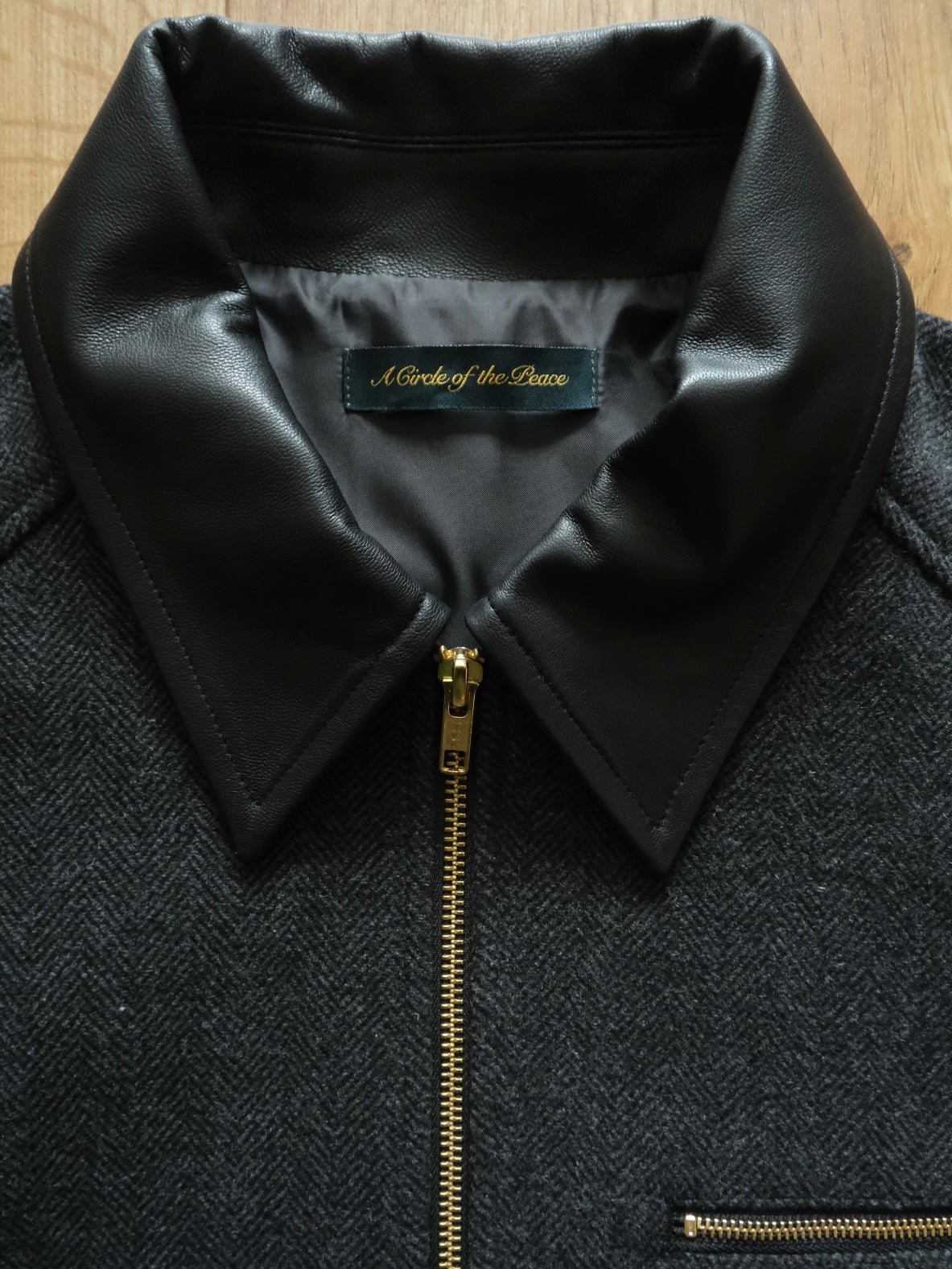 Leather Collar Tweed Work Jacket