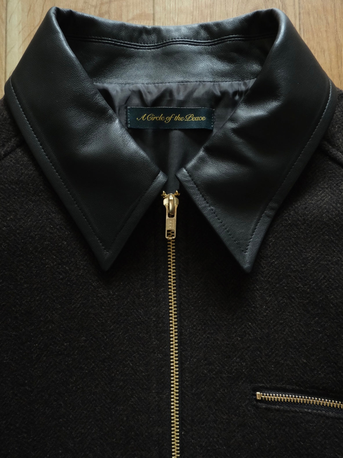 Leather Collar Tweed Work Jacket